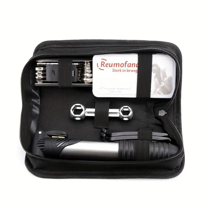 Kit De Reparación De Bicicleta Con Bolsa Bombín Pneumático Repuesto De Neumático Llave Multifuncional Herramientas De Ciclismo Para Exterior - 1
