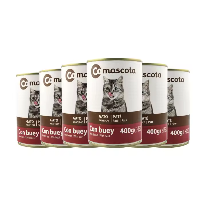 Comida húmeda para gatos con buey Comascota 400 g x 6 latas. Total de 2.4 kilos - 1