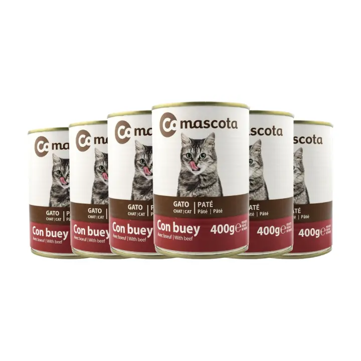 Comida húmeda para gatos con buey Comascota 400 g x 6 latas. Total de 2.4 kilos - 1