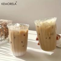 4/6PCS Vaso De Cocktail Transparente Con Rayas Verticales Para Café Latte Jugo Agua Whiskey Vidrio Ecológico Para El Hogar - details 4