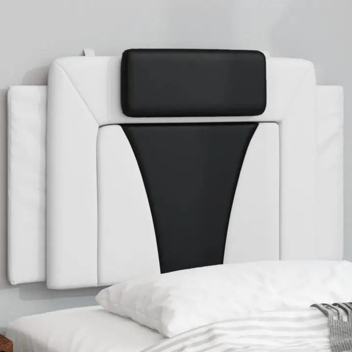 vidaXL Cabecero de cama acolchado cuero sintético blanco y negro 80 cm - 1