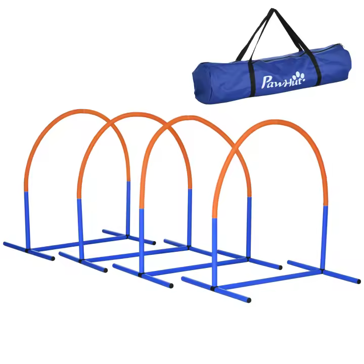 PawHut Equipo de entrenamiento de agilidad para perros, juego de agilidad para perros, juego de obstáculos de 4 piezas para perros mayores, juego de adiestramiento para perros con bolsa de transporte, 88 x 64 x 95 cm - 1
