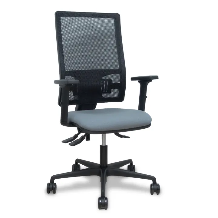 Silla Bormate asincro malla negra asiento bali gris brazos 2D ruedas 65mm - 1