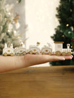 Adorno Navideño De Tren Blanco Con 4 Carrosajes Con Oso Y Payaso De Nieve Decoración De Navidad Para El Hogar Regalo De Vacaciones - details 1