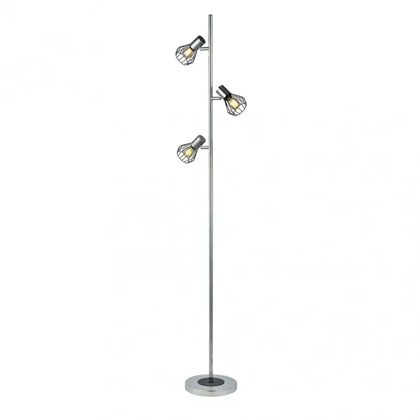 FABRILAMP Pie de Salón San Petersburgo 3 Luces Negro/Cromo 161x28x28 Cm - 1