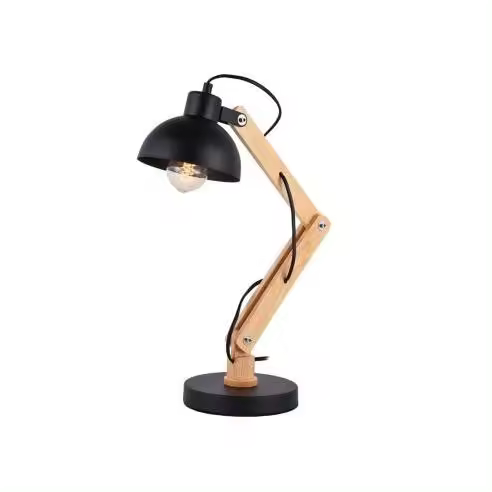 EDM Flexo vintage arquitecto E27 60W metal/madera negro Ø16x52cm - 32116 Negro Iluminación - 1