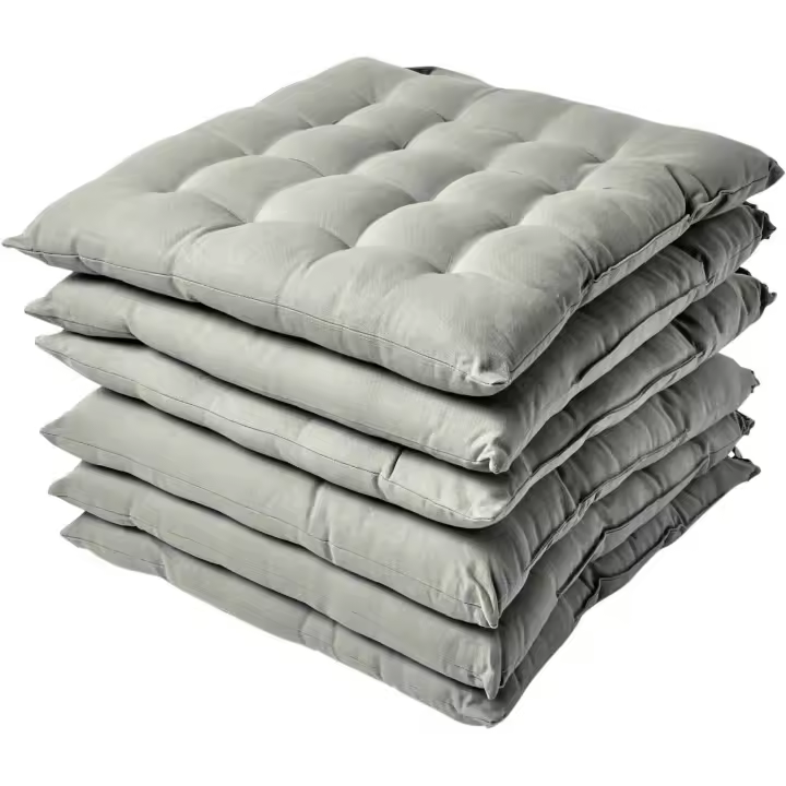 Cojines de asiento para silla de comedor, Juego de 6 cojines de silla de algodón con correas, 40x40 cm - 1