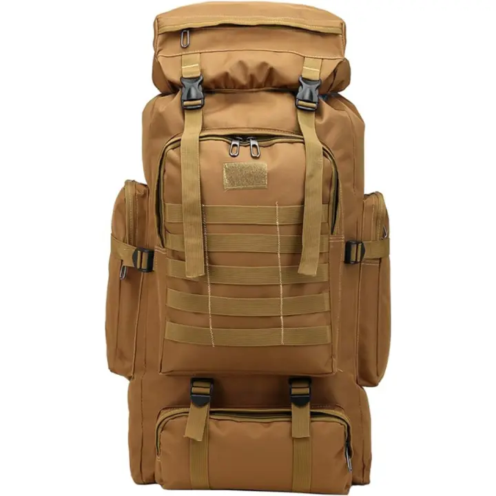 Mochila color caqui, camping, 70 a 80 litros, impermeable, diseño táctico Militar, mochilas para Hombre Mujer Outdoor Montaña Campamento, senderismo, campo, para Acampada, Trekking, Viaje, Supervivencia, rutas y excursión - 1