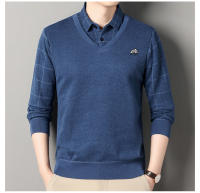 Suéter De Poliéster Para Hombre Con Cuello Polo Y Rayas Gris Oscuro Acolchado Y Cálido Para Otoño E Invierno Moda Coreana - details 6