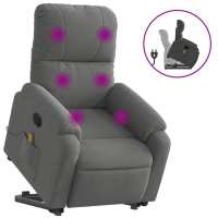 vidaXL Sillón reclinable de masaje elevable tela microfibra Gris claro, Gris oscuro, Negro Sillon Dormitorio Sillon Comodos Silla Relax Sillón Sofá - details 2