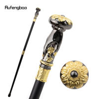 Bastón De Moda Dorado Y Negro Con Flor De Mano Elegante Decorativo Para Fiesta Cabeza De Cruz De 93cm Con Suela De Goma - details 3