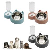 COTTECOTA-Comedero con Bebedero para Gatos y Perros Tamaño Mediano y GrandeColor al azar (Gris, azul o Rosa) Dispensador Agua Alimentador Automatico Fuentes para Mascotas Comedero Tamaño M/L - details 1