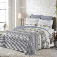 Funda de cama de rayas grises con 2 fundas de almohada, 135 camas/150 camas se pueden usar en ambos lados, que es resistente a la suciedad y fácil de limpiar - details 5