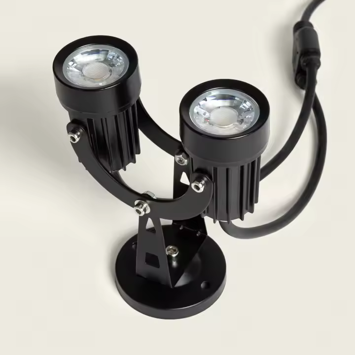 Ledkia Foco Exterior LED Doble 6W Superficie Aluminio 14cm Hevlot - 1