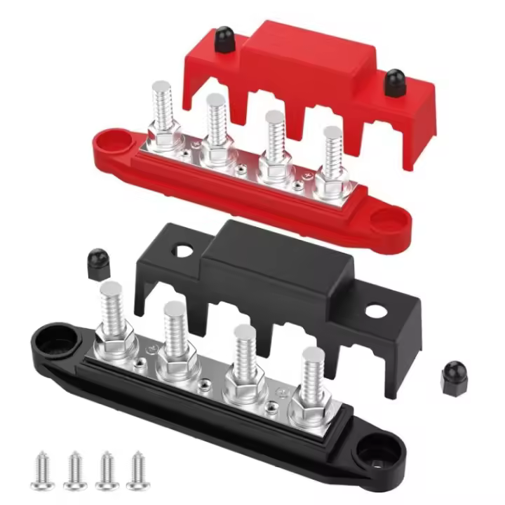 Bloque De Distribución De Energía Marítima 12V 250A Con 4 Postes Terminal De Cobre Para Automóvil M8 M10 Barra De Terminal - 1