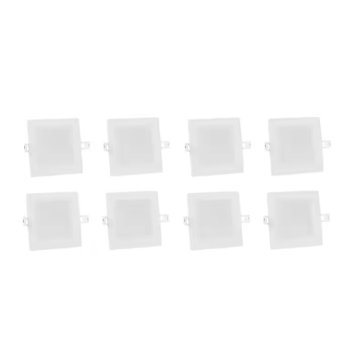 8 X Panel LED cuadrado empotrable V-Tac VT-61006 de 6 W  3000K - 1