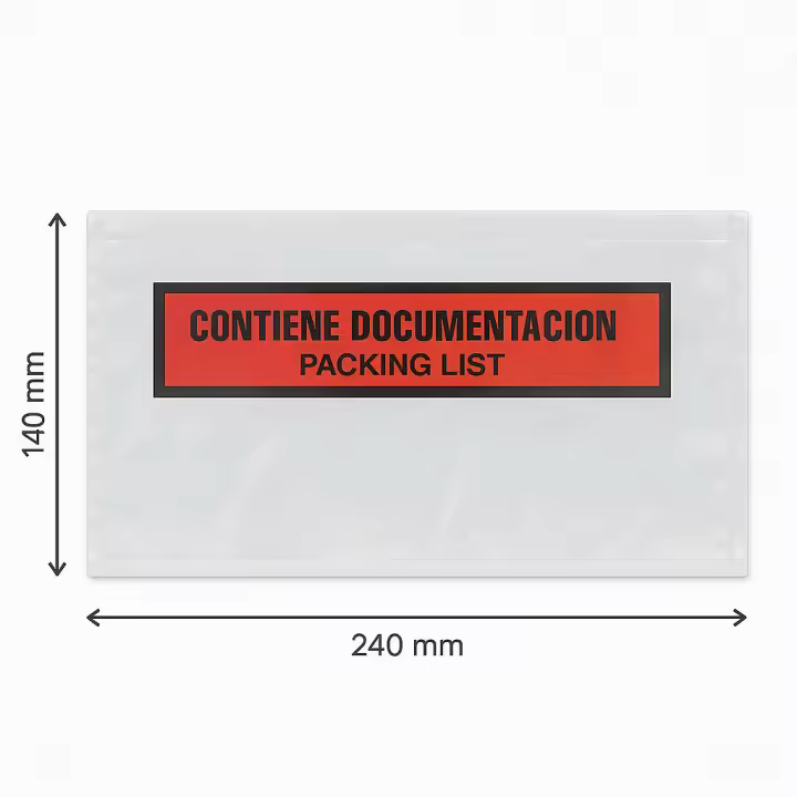 BCS+Labels Sobres Adhesivos Rojos 240×140 “Contiene Documentos” – 1000 unidades - 1