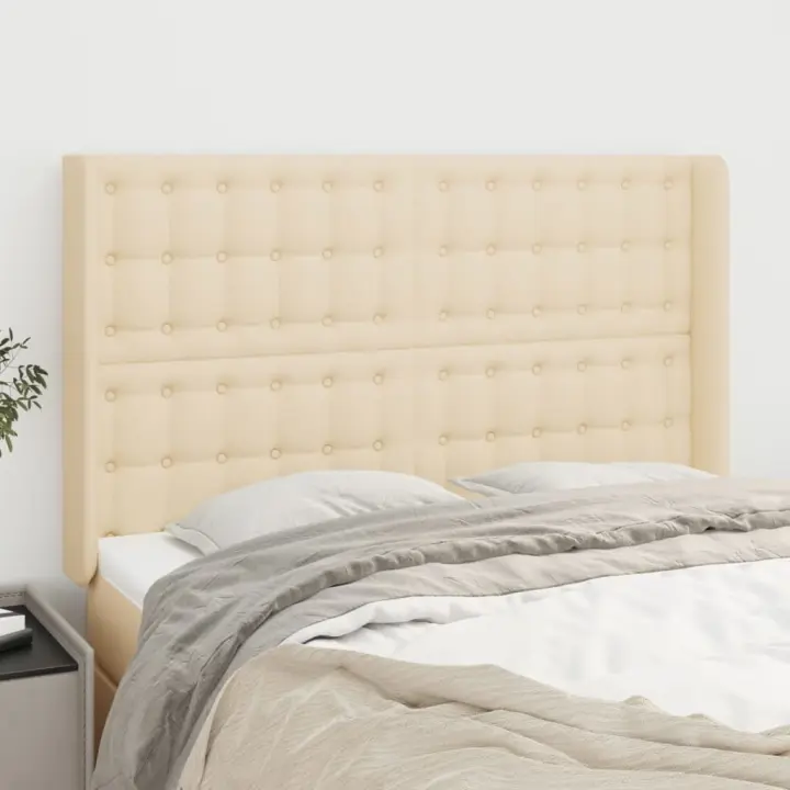 vidaXL Cabecero con orejas de tela color crema 147x16x118/128 cm - 1