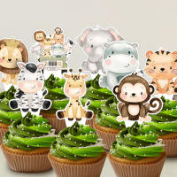 24Pcs Topper De Pastel De Animales Salvajes Para Niños Tigre Elefante Giraffa Decoración De Cumpleaños Selva Selva DIY Suministros De Decoración De Pastel - details 5