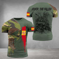 Camiseta De Verano Para Hombre Estilo Militar Con Estampado De Bandera Diseño Oversize Cuello Redondo Manga Corta Moda Casual - details 10