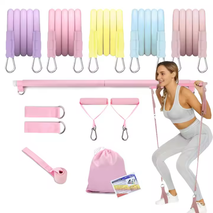 Barra De Fitness Multifuncional Pilates Con Cuerda Elástica Para Expansión De Pecho Y Entrenamiento De Espalda Correa De Estiramiento Resistencia De Entrenamiento De Muslos Y Abdomen - 1