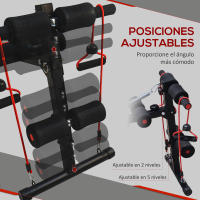 HOMCOM Banco de Abdominales Altura Ajustable Banco de Musculación Multifuncional para Fitness Entrenamiento de Espalda Abdominal Piernas Carga 120kg con 2 Cuerdas y 1 Tirador de Resorte - details 4