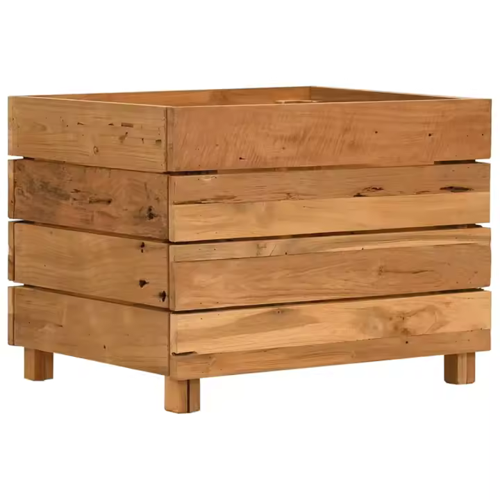 vidaXL Arriate elevado madera de teca reciclada y acero Dimensiones 50 x 40 x 38 cm,  100 x 40 x 38 cm,  150 x 40 x 38 cm y mas - 1