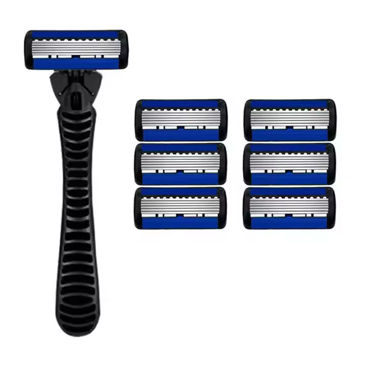 Afeitadora Manual Clásica De Acero Inoxidable Con Cuchilla Doble Edged 6 Capas Para Barba Y Bigote Afeitadora De Cabeza Razor - 1