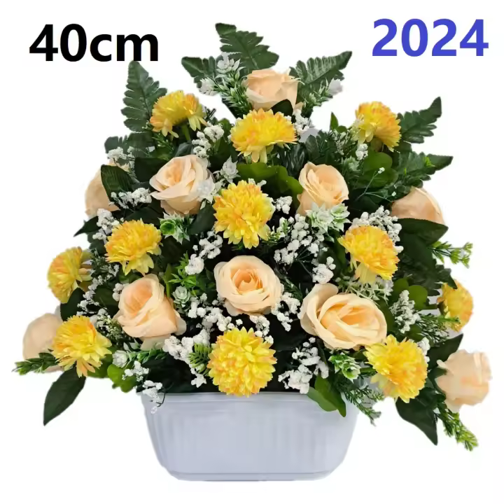 Centro de Flores para Cementerio Gerimport | Ramos de Flores para Todos los Santos | Flores Artificiales de Tela | Ancho 40cm | Alto 40cm | Personalizar Color y Medida | Contacto Directo con el Vendedor - 1