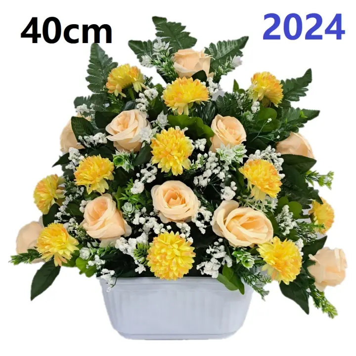 Centro de Flores para Cementerio Gerimport | Ramos de Flores para Todos los Santos | Flores Artificiales de Tela | Ancho 40cm | Alto 40cm | Personalizar Color y Medida | Contacto Directo con el Vendedor - 1