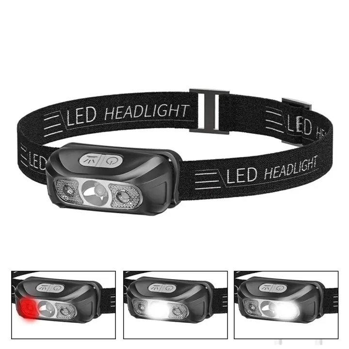 Linterna Frontal LED Mini Con Dos Interruptores Roja Blanca Recargable Por USB Torcha De Batería Luz De Camping Lanterna Flash - 1
