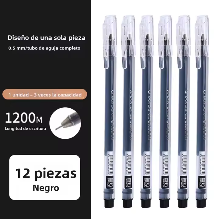 Juego De 12 Bolígrafos De Gel Triangulares 0.5mm En Colores Negro Azul Y Rojo Suministros Escolares Para Estudiantes Y Oficina - 1