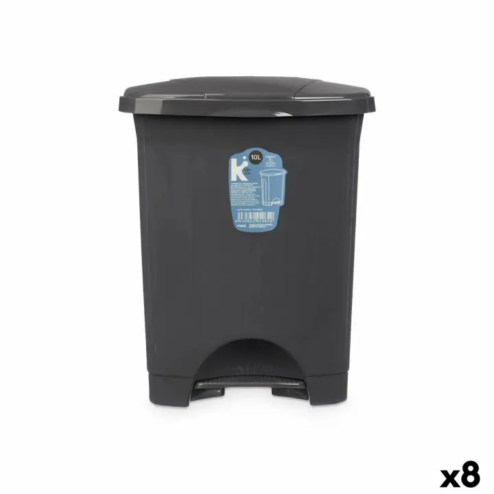 Papelera con Pedal Antracita Plástico 10 L (8 Unidades) - 1