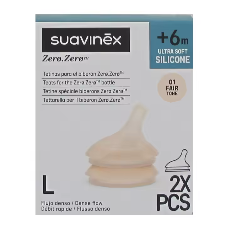 Suavinex  tetinas Zero Zero silocona +6M flujo L 2 unidades - 1