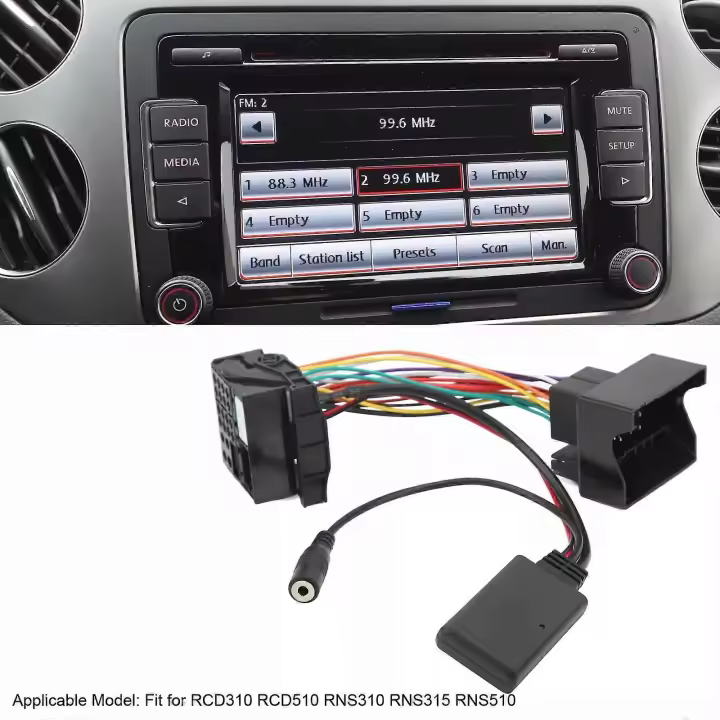 Car Bluetooth5.0 AUX Adapter with Hands-Free Microphone for RCD310 RCD510 RNS310 - 1