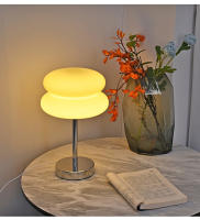 Lámpara De Mesa De Vidrio Macaron Con Iluminación Dimmable Tricolor Protección Para Los Ojos Para Decoración De Dormitorio Y Sala De Estar Moderno - details 2