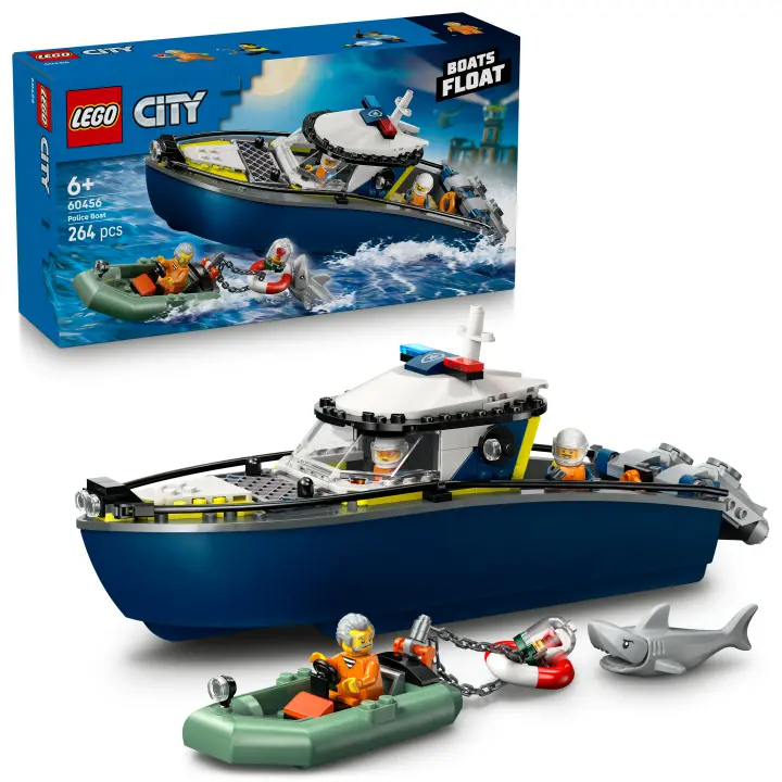 [PREVENTA] LEGO® City Persecución en Barco de Policía Set de Construcción de Juguetes, Lancha Motora Flotante y Bote Neumático del Ladrón, Idea de Regalo Para Héroes Mayores de 6 Años 60456 - 1