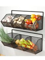 OmHom Cesta de frutas, cesta de verduras, organizador de mesa, frutero de pared y de encimera, estante para aperitivos y especias, cesta de almacenamiento multifuncional para cocina y sala de estar. - details 0