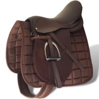 vidaXL Set Silla Montar a Caballo 17,5” 12 cm Cuero Equitación Hípica Color Marrón,  Negro, y mas - details 0