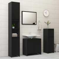 vidaXL Juego de muebles de baño 4 piezas madera ingeniería envejecida en color Madera antigua/Marrón roble/Negro | almacenamiento funcional diseño moderno para baño dormitorio sala - details 2
