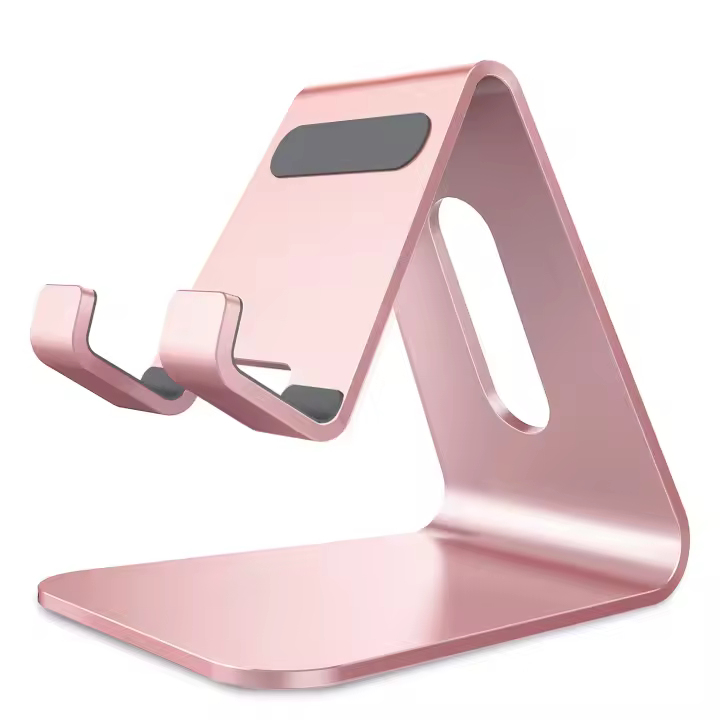 Soporte de escretorio de aluminio compatible con interruptor, todos los teléfonos inteligentes, iPhone 16, 15, 14, 13, 12, Mini Pro Max, Xs Max, Xr, X, Se 8, 7, 6, 6S más, SE 5, 5S, oro rosa - 1