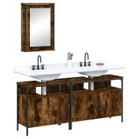 vidaXL Juego de muebles de baño 3 pzas madera contrachapada en color Negro/Roble ahumado/Roble Sonoma y más | almacenamiento funcional diseño moderno para baño dormitorio sala - details 1