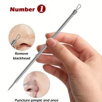 Kit Profesional De 5 Piezas Para Extraer Comedones Y Negros Con Pinzas Curvadas De Acero Inoxidable Herramientas Para Puntos Negros Y Acné - details 4