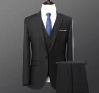 Traje De Negocios Slim-fit Para Hombre Con Chaleco De Solapa Sencilla Y Dos Botones Color Sólido Conjunto De 3 Piezas Moda Casual - details 5