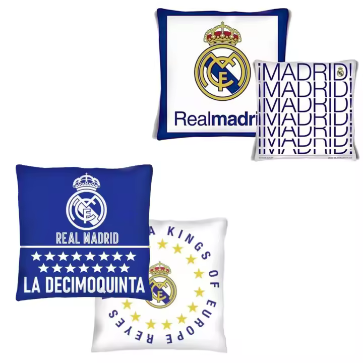 Real Madrid Cojín 40x40cm, Cojín Infantil Real Madrid CF para Niños y Niñas, Regalo Cumpleaños, Navidad, Reyes, Cojín Decorativo Imagen en dos caras - 1