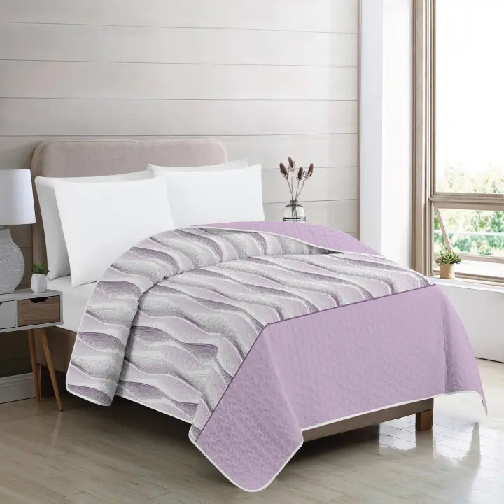 Vivid Torral by Rutes  - Colcha Bouti Verano Bruno Lila Estampada Reversible (No Incluye Fundas De Cojines) Poliéster, Fresquita, Transpirable, Diseño, Primavera, Verano - 1
