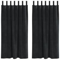 Cortinas Blackout vidaXL con lazos de suspensión 2 pcs de terciopelo negro - details 1