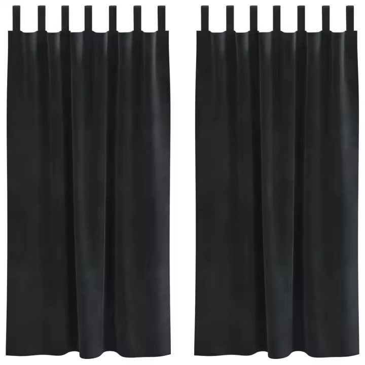 Cortinas Blackout vidaXL con lazos de suspensión 2 pcs de terciopelo negro - 1