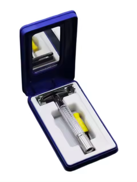 Afeitadora De Seguridad Profesional Con Doble Faja Para Hombres Y Mujeres Caja Delicada Con Portador De Cuchilla Accesorios De Estilo Barbería Material De Acero Inoxidable - 1