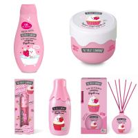 CAJA MINI FRESA Y NATA Gel de ducha + Crema corporal + Eau de toilette + Mikado + Ambientador multiusos "The fruit company" - details 0